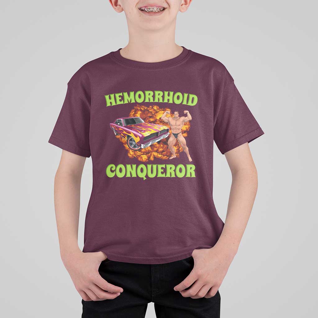 Hemorrhoid Conqueror T Shirt For Kid Funny Oddly Specific Dank Meme Absurd Muscle Car