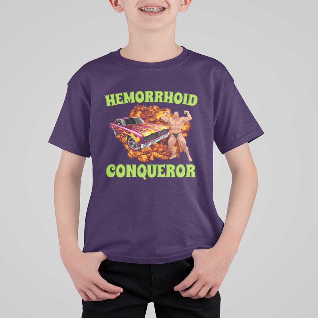Hemorrhoid Conqueror T Shirt For Kid Funny Oddly Specific Dank Meme Absurd Muscle Car