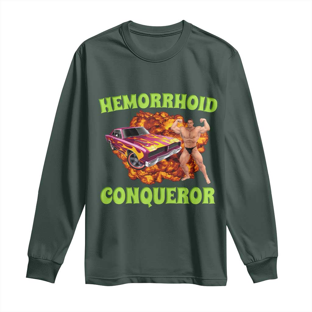 Hemorrhoid Conqueror Long Sleeve Shirt Funny Oddly Specific Dank Meme Absurd Muscle Car