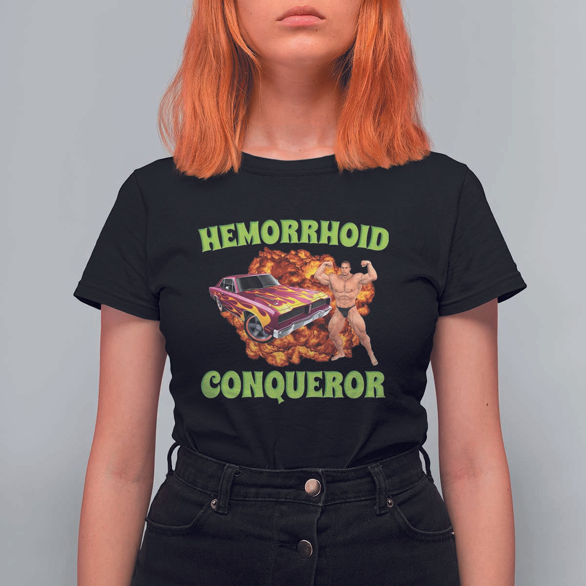 Hemorrhoid Conqueror T Shirt For Women Funny Oddly Specific Dank Meme Absurd Muscle Car