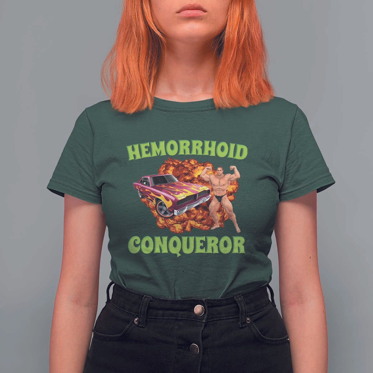 Hemorrhoid Conqueror T Shirt For Women Funny Oddly Specific Dank Meme Absurd Muscle Car