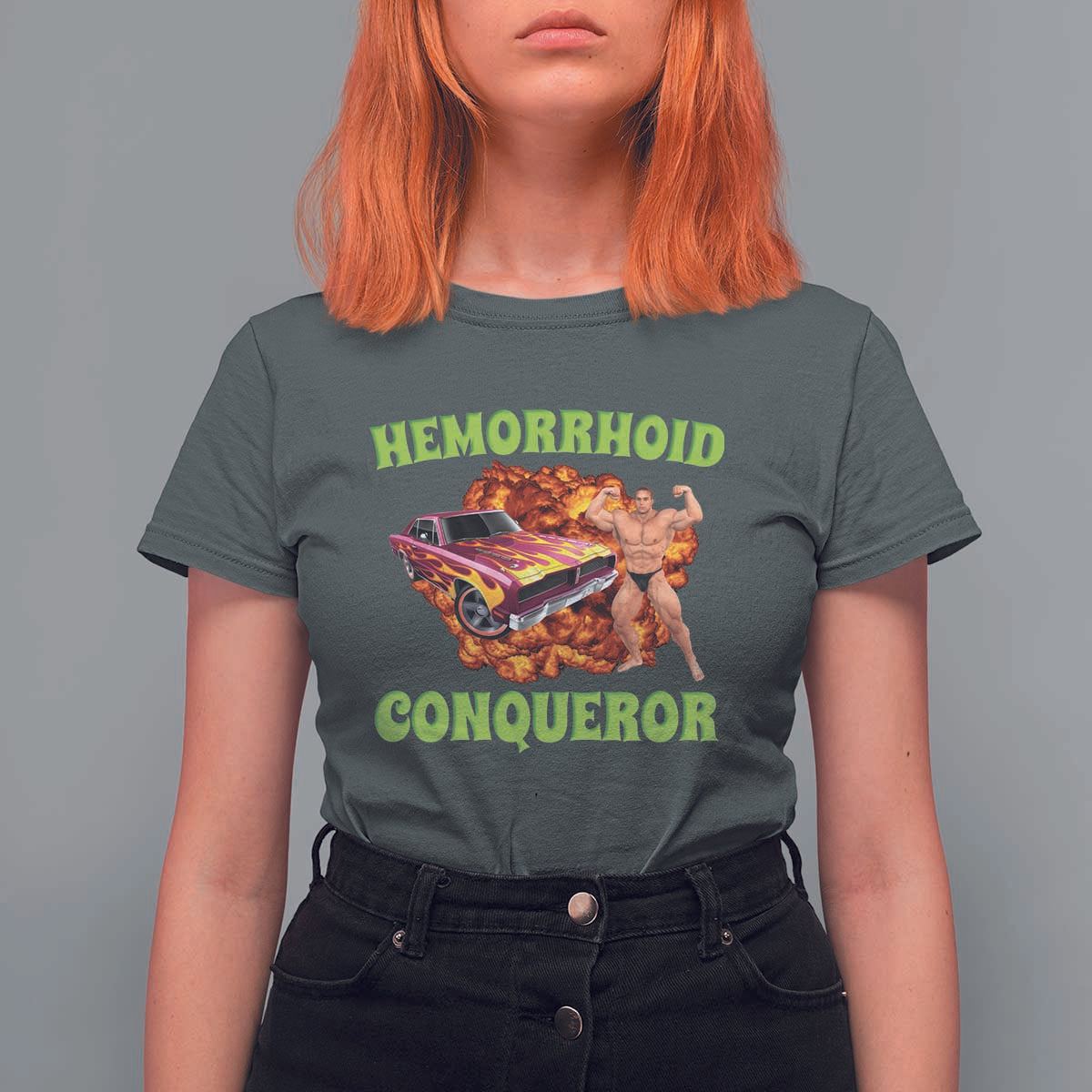 Hemorrhoid Conqueror T Shirt For Women Funny Oddly Specific Dank Meme Absurd Muscle Car
