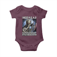 Funny Cringe Hard Skeleton Meme Baby Onesie I Need HEAD Hugs Encouragement Affection Devotion Middle Finger Edgy Hard Cringe