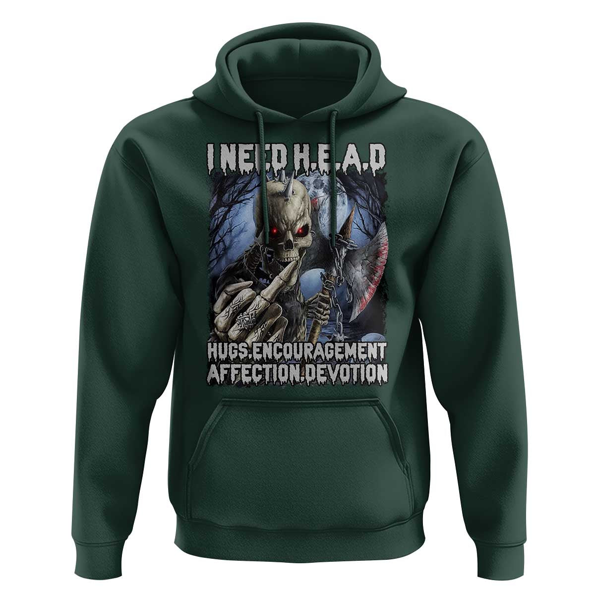 Funny Cringe Hard Skeleton Meme Hoodie I Need HEAD Hugs Encouragement Affection Devotion Middle Finger Edgy Hard Cringe
