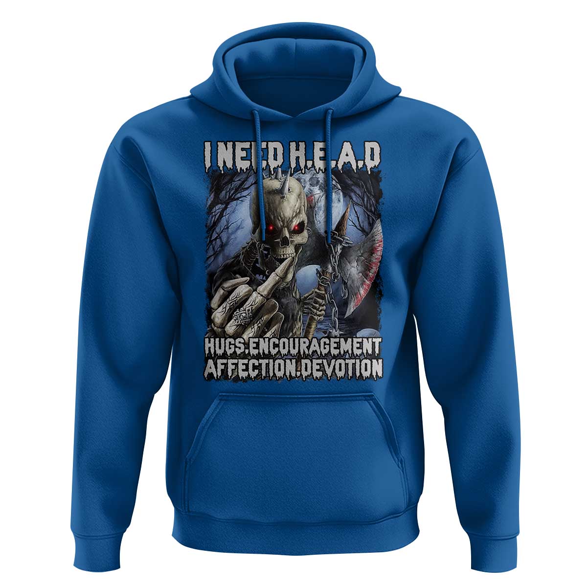 Funny Cringe Hard Skeleton Meme Hoodie I Need HEAD Hugs Encouragement Affection Devotion Middle Finger Edgy Hard Cringe