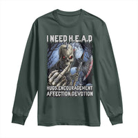 Funny Cringe Hard Skeleton Meme Long Sleeve Shirt I Need HEAD Hugs Encouragement Affection Devotion Middle Finger Edgy Hard Cringe