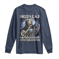 Funny Cringe Hard Skeleton Meme Long Sleeve Shirt I Need HEAD Hugs Encouragement Affection Devotion Middle Finger Edgy Hard Cringe