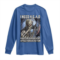 Funny Cringe Hard Skeleton Meme Long Sleeve Shirt I Need HEAD Hugs Encouragement Affection Devotion Middle Finger Edgy Hard Cringe