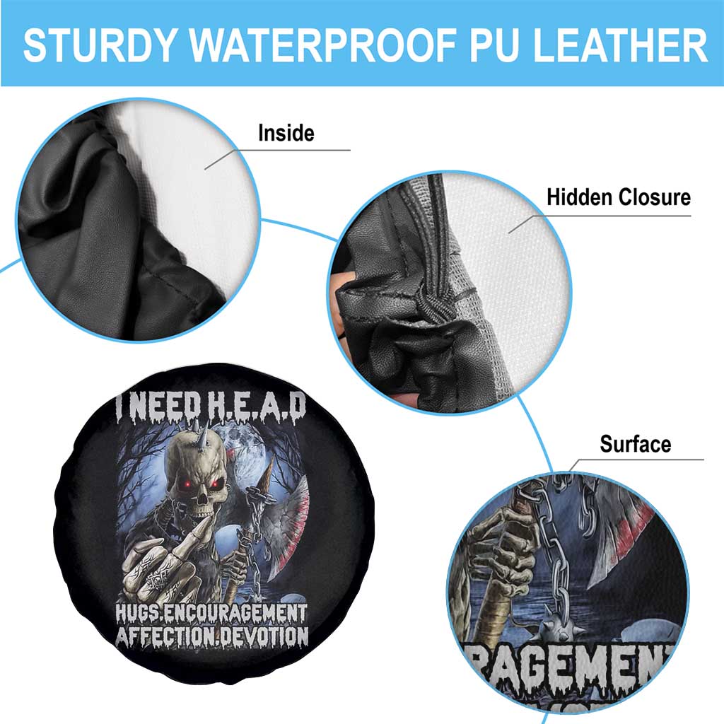 Funny Cringe Hard Skeleton Meme Spare Tire Cover I Need HEAD Hugs Encouragement Affection Devotion Middle Finger Edgy Hard Cringe