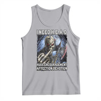 Funny Cringe Hard Skeleton Meme Tank Top I Need HEAD Hugs Encouragement Affection Devotion Middle Finger Edgy Hard Cringe