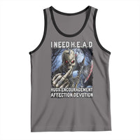 Funny Cringe Hard Skeleton Meme Tank Top I Need HEAD Hugs Encouragement Affection Devotion Middle Finger Edgy Hard Cringe