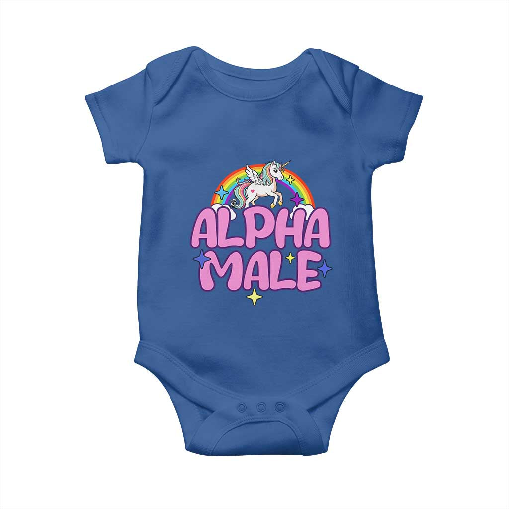 Funny Sarcastic Alpha Male Baby Onesie Unicorn Sarcastic Ironic Weird Y2K Humor