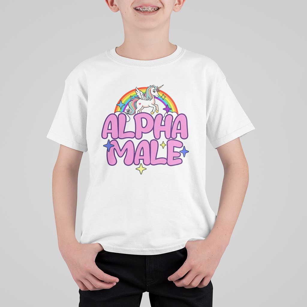 Funny Sarcastic Alpha Male T Shirt For Kid Unicorn Sarcastic Ironic Weird Y2K Humor - Wonder Print Shop