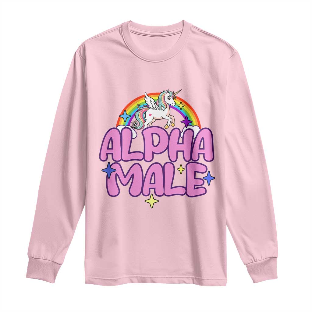 Funny Sarcastic Alpha Male Long Sleeve Shirt Unicorn Sarcastic Ironic Weird Y2K Humor