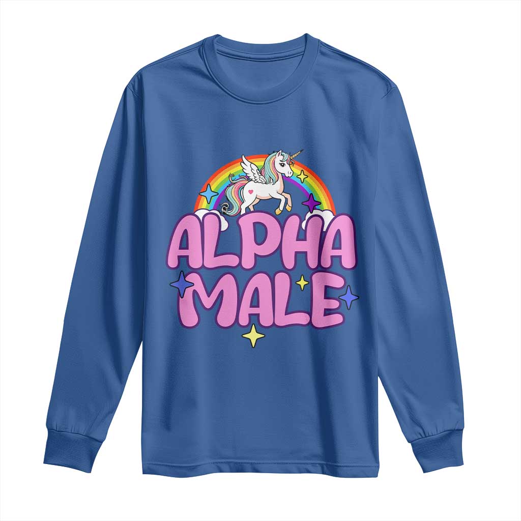 Funny Sarcastic Alpha Male Long Sleeve Shirt Unicorn Sarcastic Ironic Weird Y2K Humor