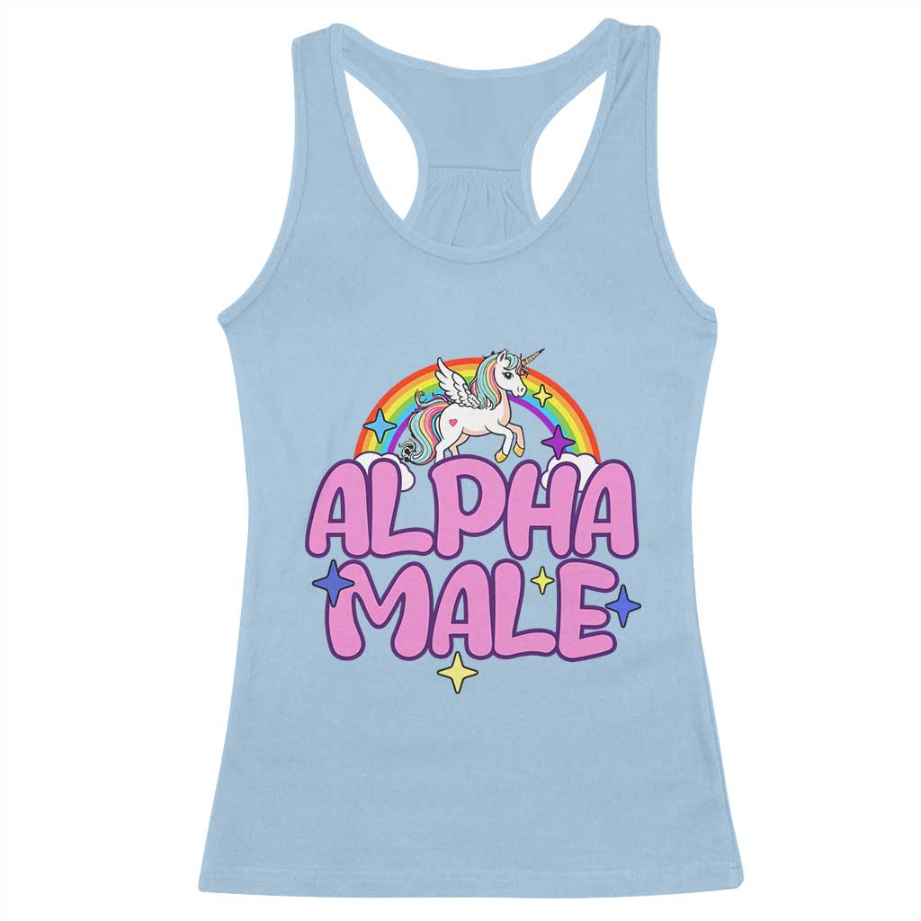 Funny Sarcastic Alpha Male Racerback Tank Top Unicorn Sarcastic Ironic Weird Y2K Humor