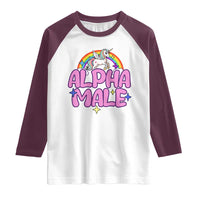 Funny Sarcastic Alpha Male Raglan Shirt Unicorn Sarcastic Ironic Weird Y2K Humor