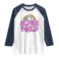 Funny Sarcastic Alpha Male Raglan Shirt Unicorn Sarcastic Ironic Weird Y2K Humor