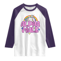 Funny Sarcastic Alpha Male Raglan Shirt Unicorn Sarcastic Ironic Weird Y2K Humor