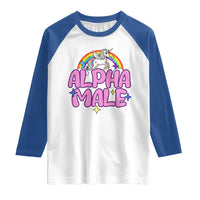 Funny Sarcastic Alpha Male Raglan Shirt Unicorn Sarcastic Ironic Weird Y2K Humor