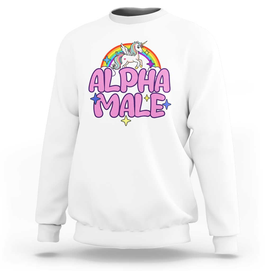 Funny Sarcastic Alpha Male Sweatshirt Unicorn Sarcastic Ironic Weird Y2K Humor - Wonder Print Shop