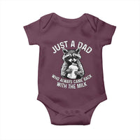 Funny Raccoon Dad Meme Baby Onesie Just A Dad Who Always Came Back With The Milk Father Birthday Father's Day