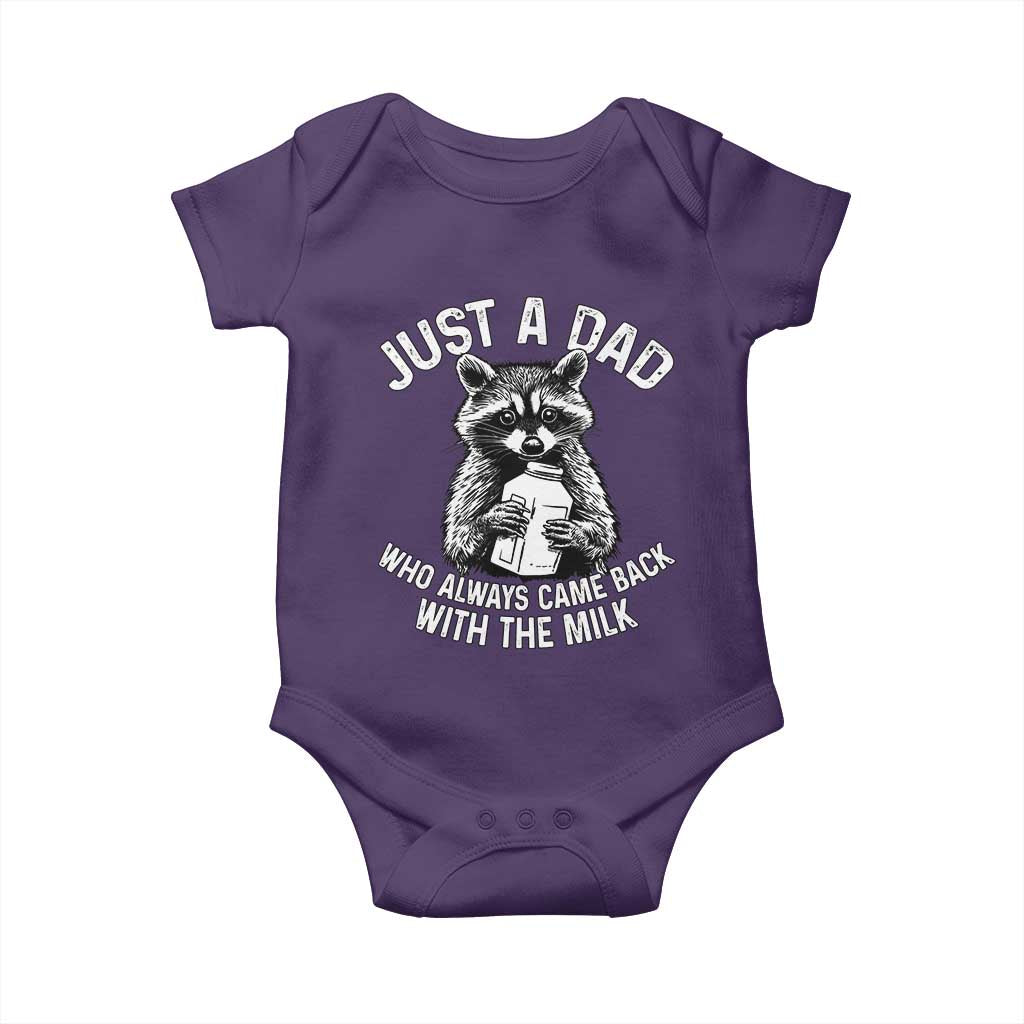 Funny Raccoon Dad Meme Baby Onesie Just A Dad Who Always Came Back With The Milk Father Birthday Father's Day