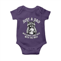 Funny Raccoon Dad Meme Baby Onesie Just A Dad Who Always Came Back With The Milk Father Birthday Father's Day