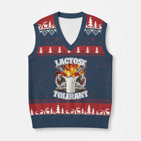 Funny Lactose Tolerant V-Neck Knit Sweater Vest Retro Pro-Dairy Ironic Cringe Meme - Wonder Print Shop