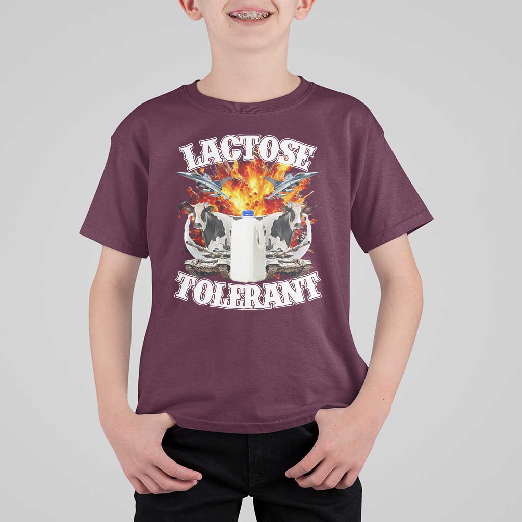 Funny Lactose Tolerant T Shirt For Kid Retro Pro-Dairy Ironic Cringe Meme