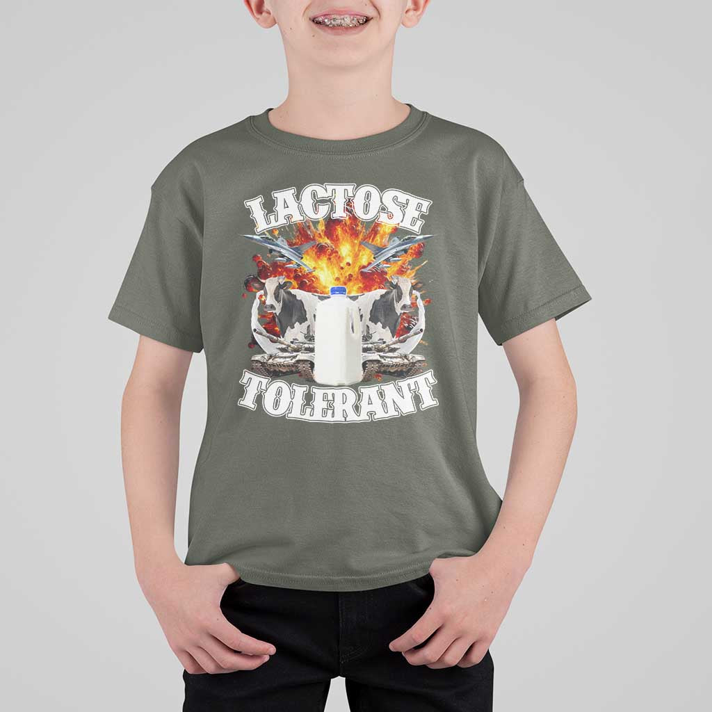 Funny Lactose Tolerant T Shirt For Kid Retro Pro-Dairy Ironic Cringe Meme