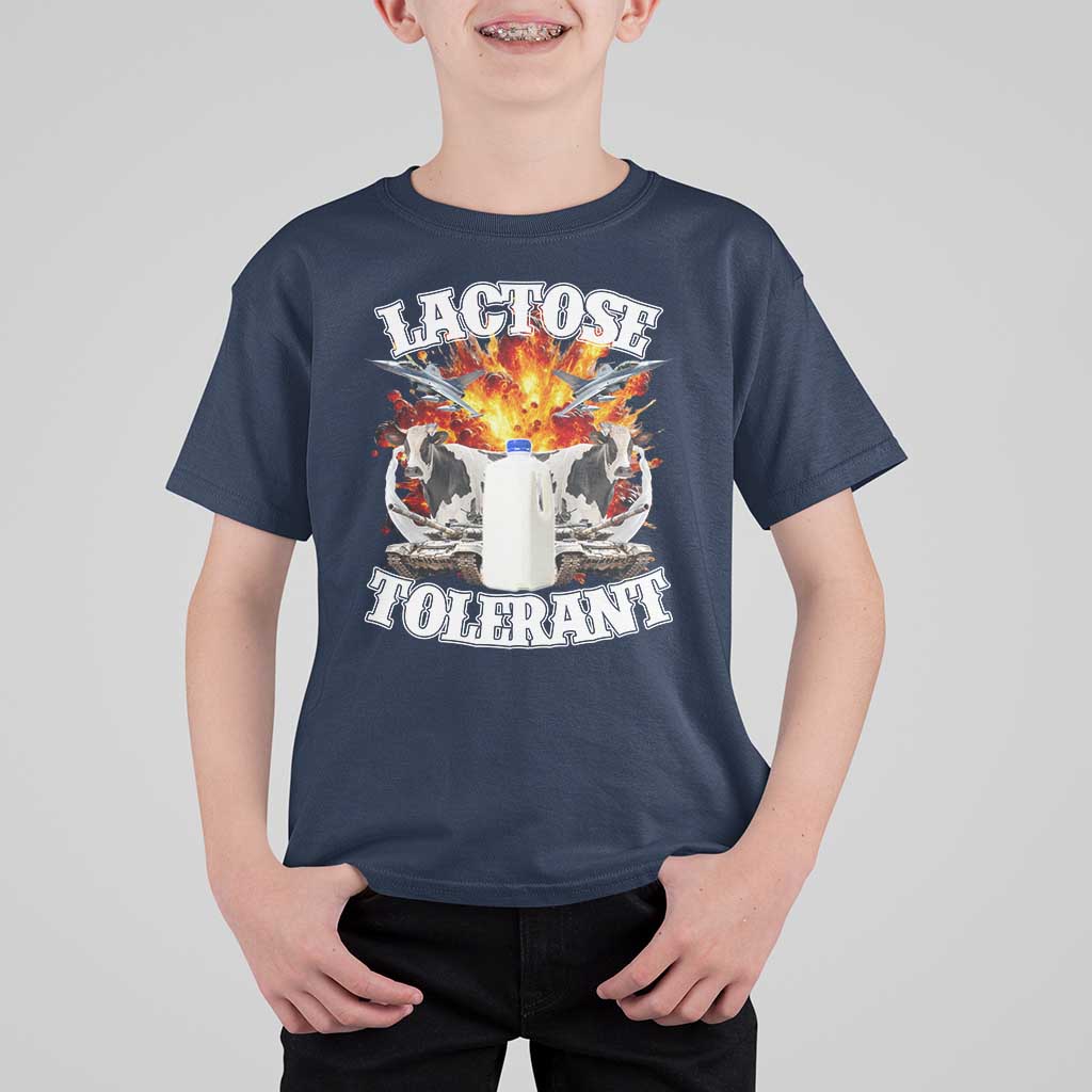 Funny Lactose Tolerant T Shirt For Kid Retro Pro-Dairy Ironic Cringe Meme