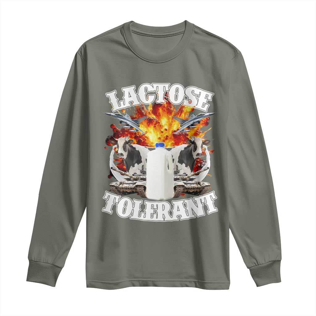 Funny Lactose Tolerant Long Sleeve Shirt Retro Pro-Dairy Ironic Cringe Meme