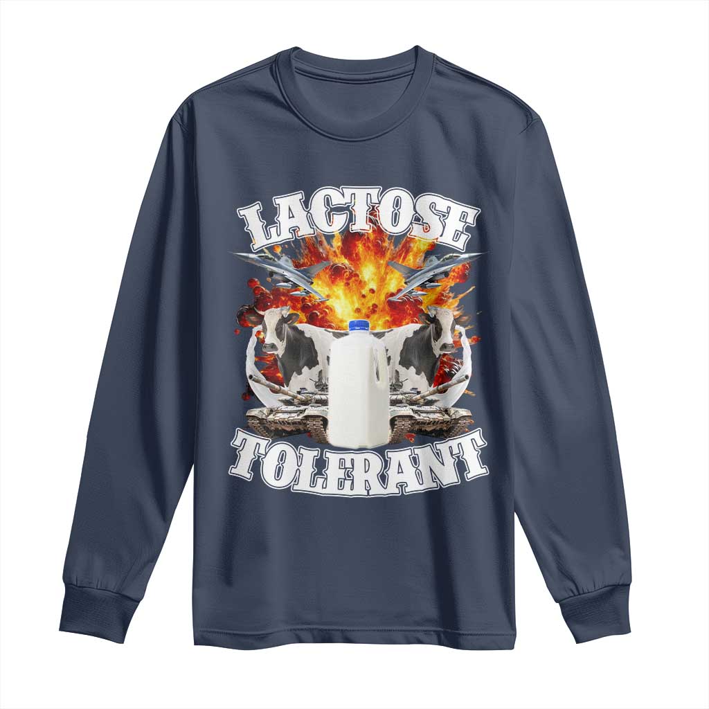 Funny Lactose Tolerant Long Sleeve Shirt Retro Pro-Dairy Ironic Cringe Meme