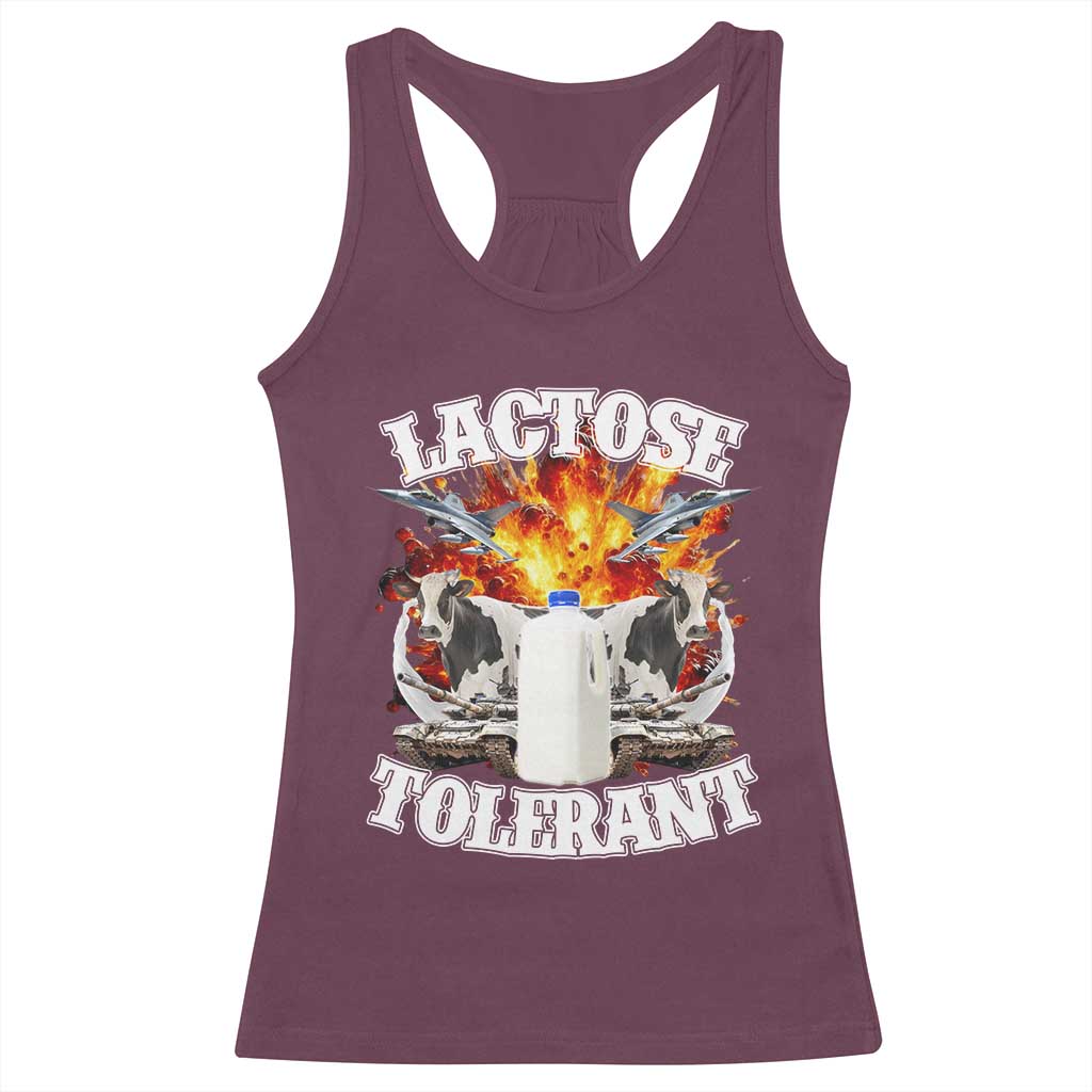 Funny Lactose Tolerant Racerback Tank Top Retro Pro-Dairy Ironic Cringe Meme