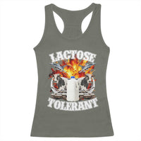 Funny Lactose Tolerant Racerback Tank Top Retro Pro-Dairy Ironic Cringe Meme