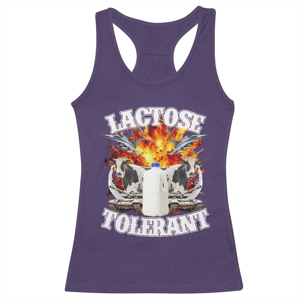 Funny Lactose Tolerant Racerback Tank Top Retro Pro-Dairy Ironic Cringe Meme