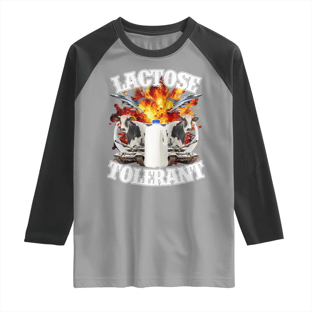 Funny Lactose Tolerant Raglan Shirt Retro Pro-Dairy Ironic Cringe Meme