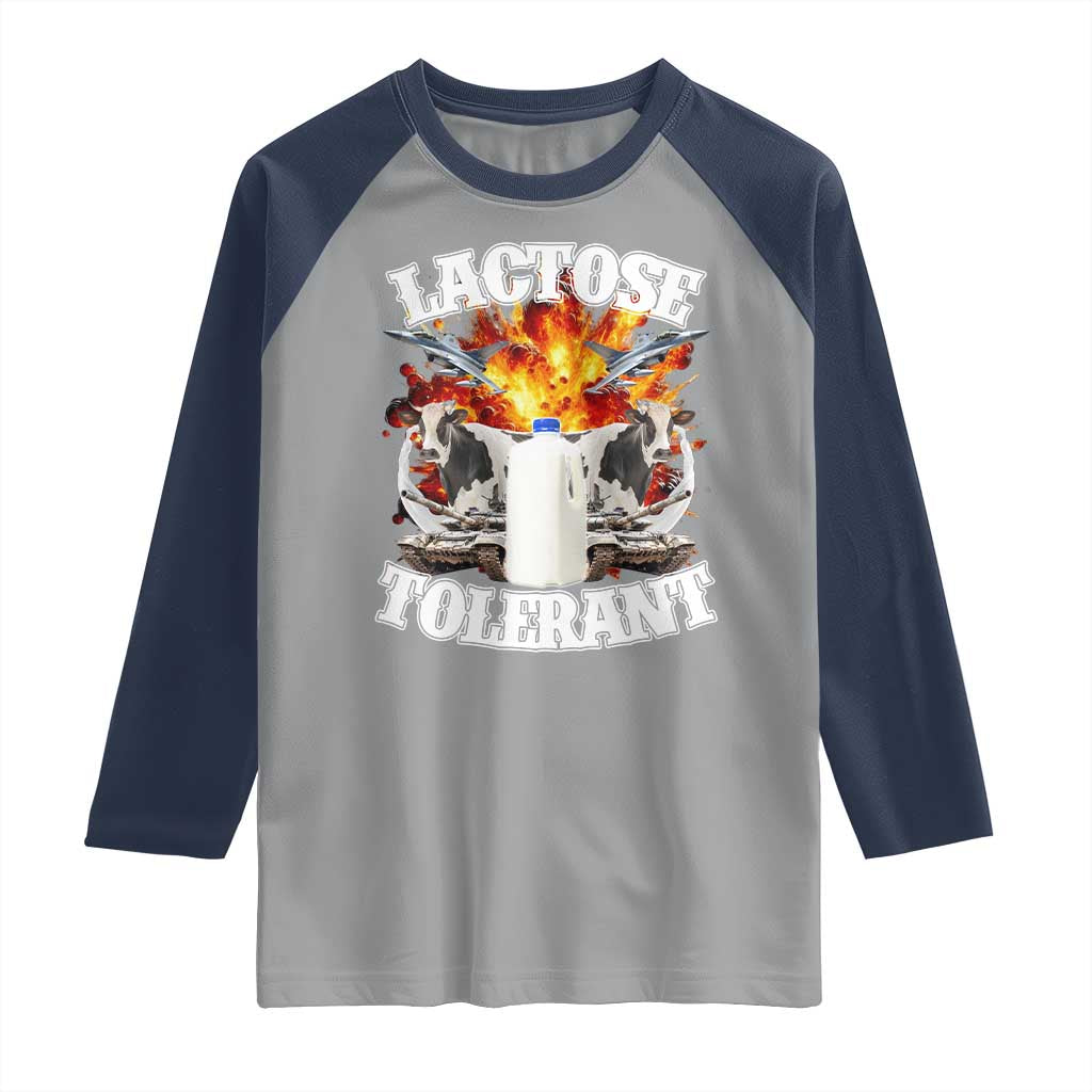 Funny Lactose Tolerant Raglan Shirt Retro Pro-Dairy Ironic Cringe Meme