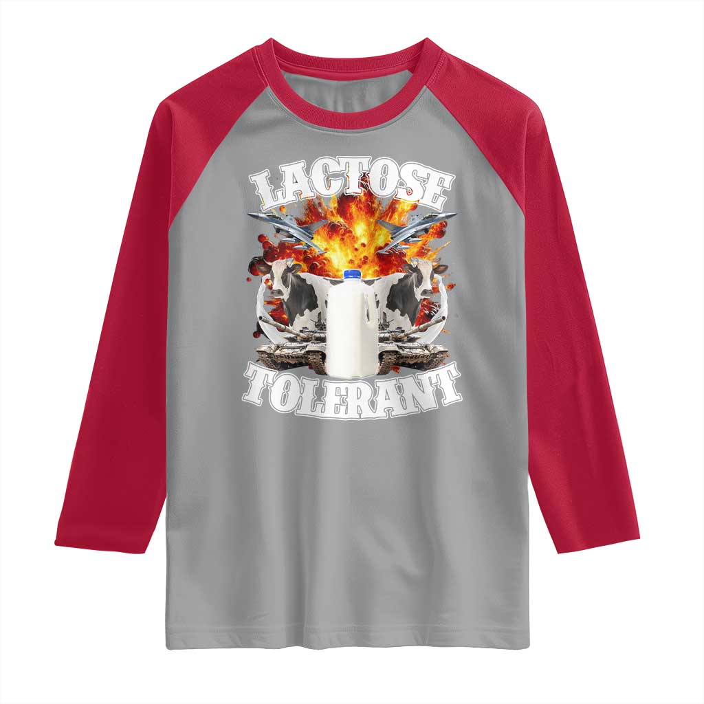 Funny Lactose Tolerant Raglan Shirt Retro Pro-Dairy Ironic Cringe Meme