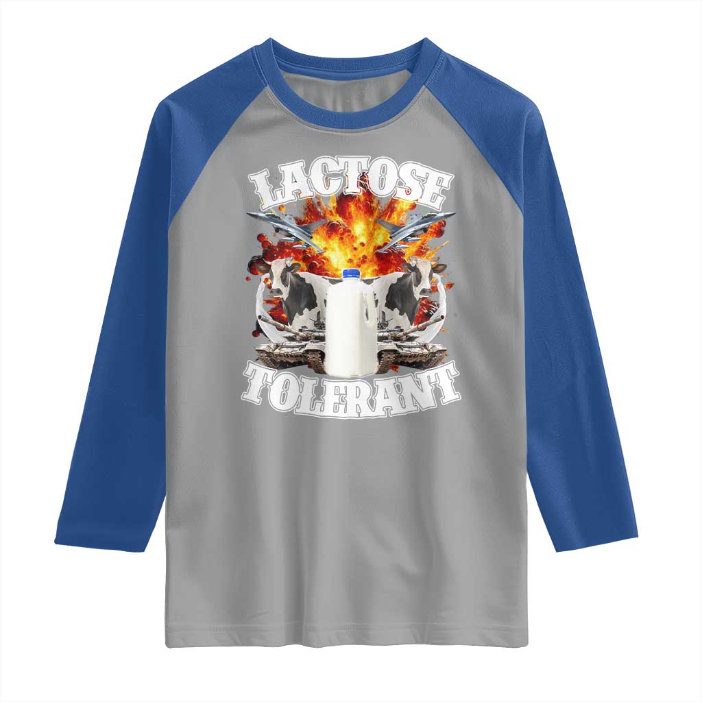 Funny Lactose Tolerant Raglan Shirt Retro Pro-Dairy Ironic Cringe Meme