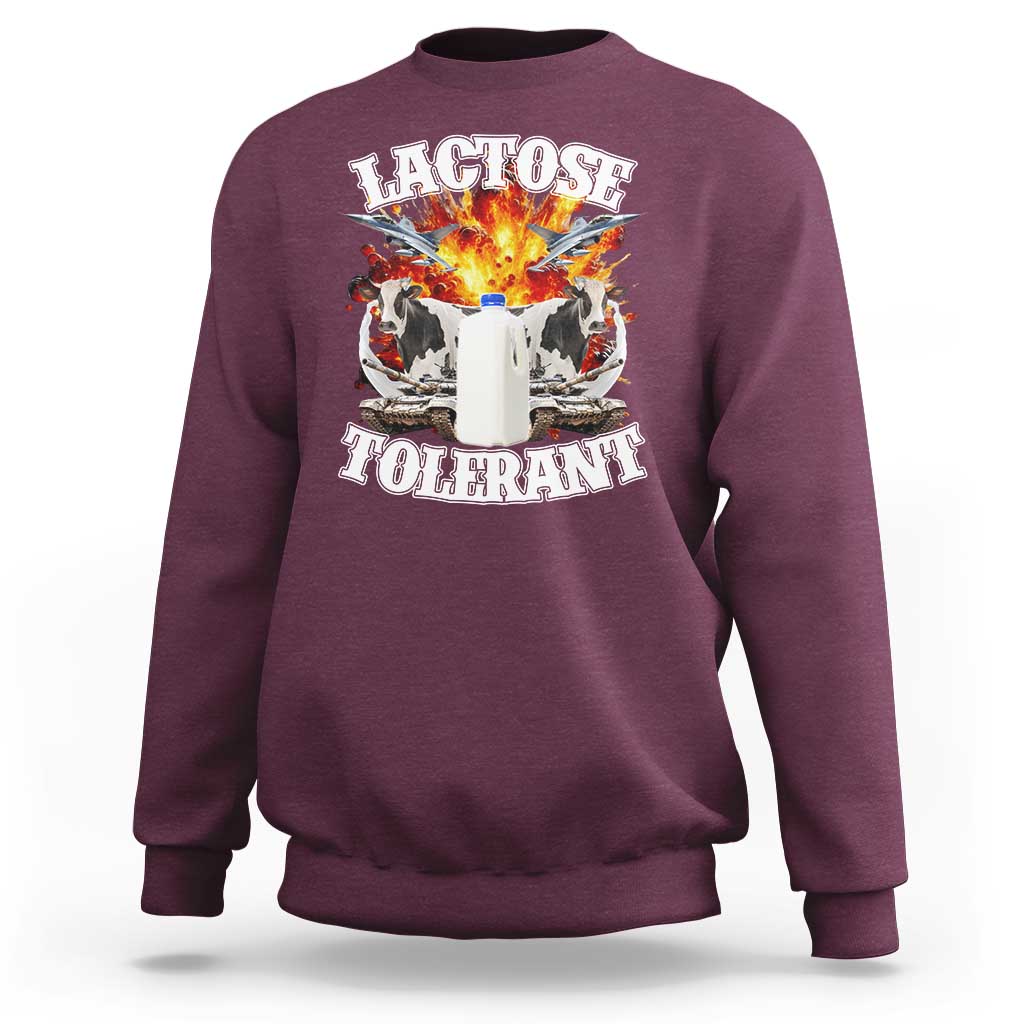 Funny Lactose Tolerant Sweatshirt Retro Pro-Dairy Ironic Cringe Meme