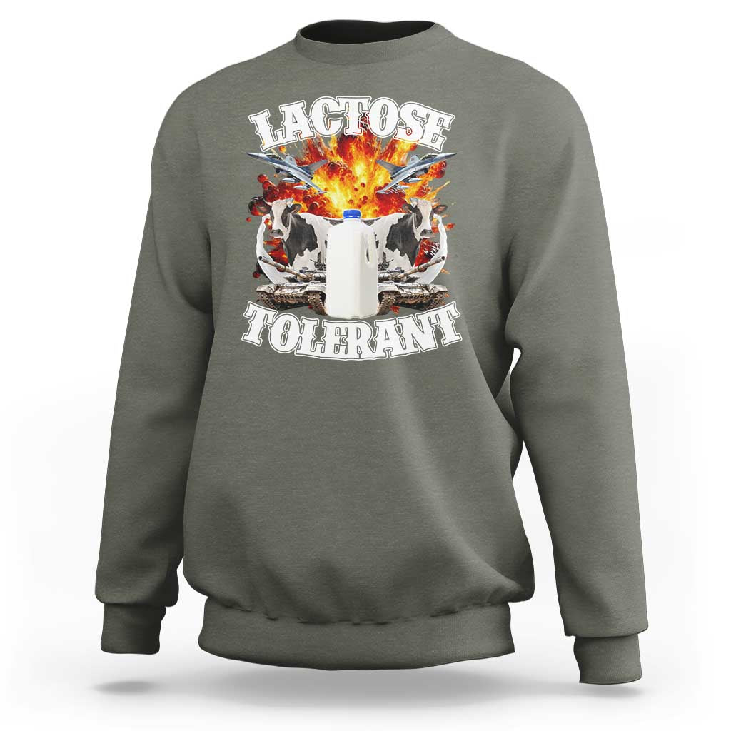 Funny Lactose Tolerant Sweatshirt Retro Pro-Dairy Ironic Cringe Meme