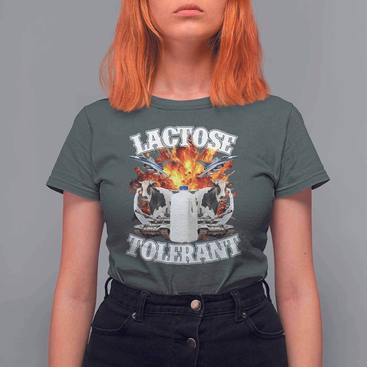 Funny Lactose Tolerant T Shirt For Women Retro Pro-Dairy Ironic Cringe Meme