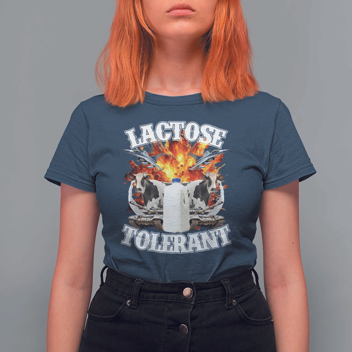 Funny Lactose Tolerant T Shirt For Women Retro Pro-Dairy Ironic Cringe Meme