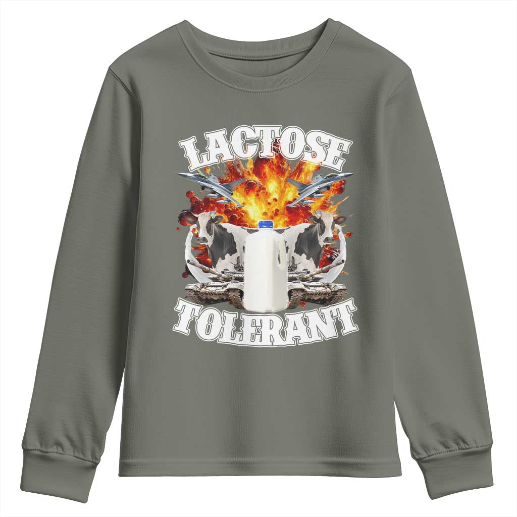 Funny Lactose Tolerant Youth Sweatshirt Retro Pro-Dairy Ironic Cringe Meme