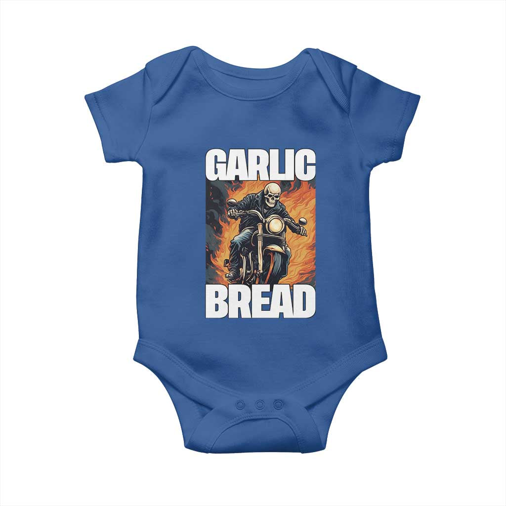 Skeleton Meme Baby Onesie Garlic Bread Flaming Biker On Fire Funny Edgy Hard Cringe