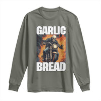 Skeleton Meme Long Sleeve Shirt Garlic Bread Flaming Biker On Fire Funny Edgy Hard Cringe