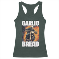 Skeleton Meme Racerback Tank Top Garlic Bread Flaming Biker On Fire Funny Edgy Hard Cringe