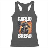 Skeleton Meme Racerback Tank Top Garlic Bread Flaming Biker On Fire Funny Edgy Hard Cringe